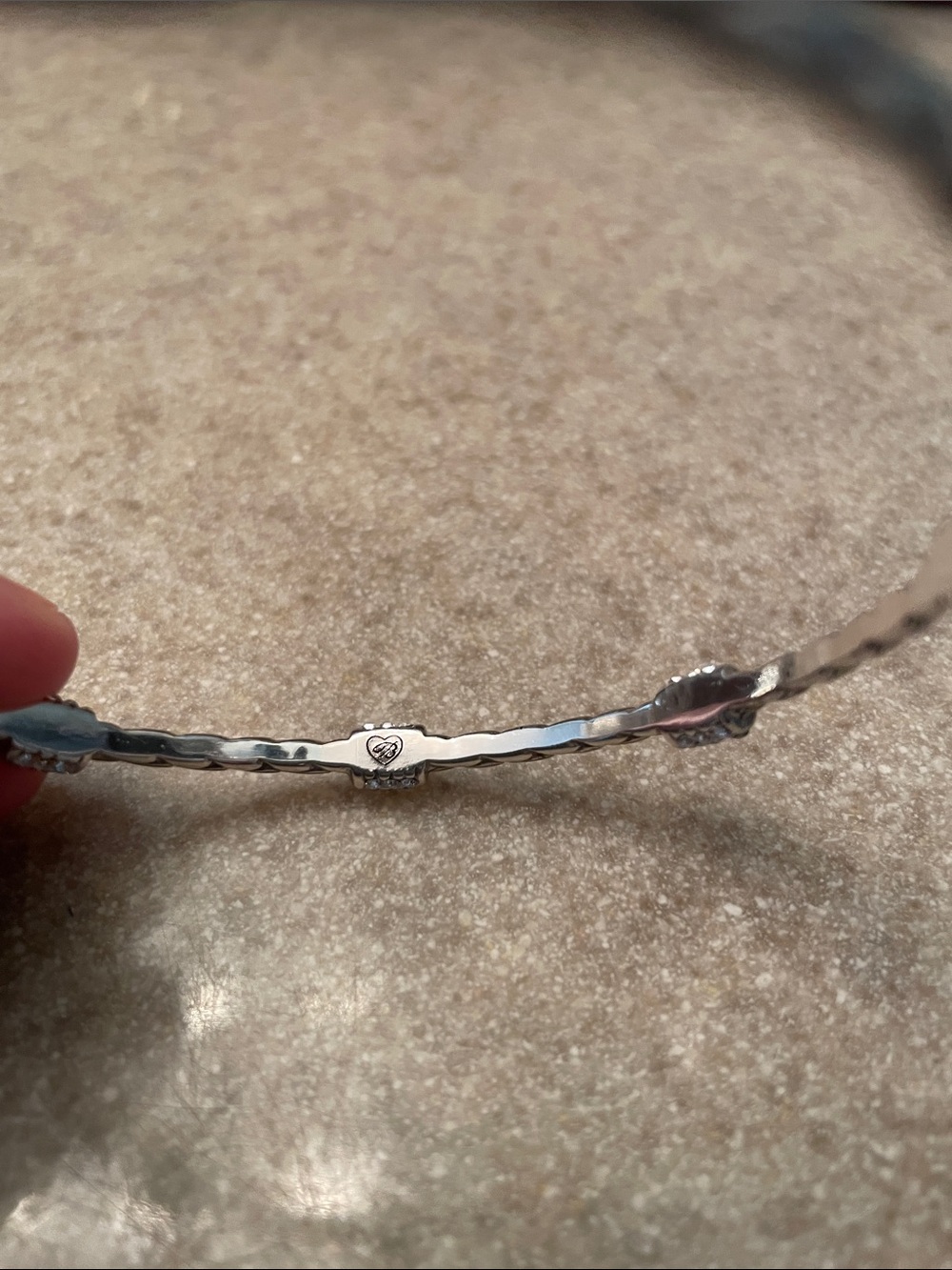 Brighton Meridian Silver-Tone Braided Bangle with Crystal Beads - Picture 2 of 4